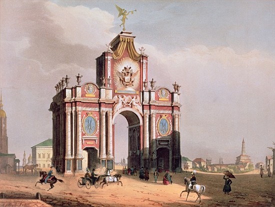 The Red Gate in Moscow, printed Lemercier, Paris, 1840s a (after) Louis Jules Arnout