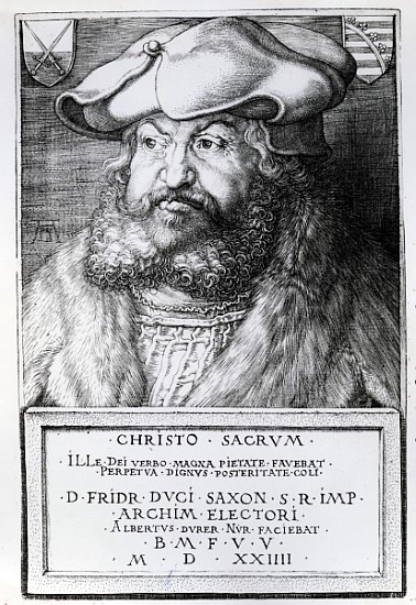 Friedrich III, Elector of Saxony; engraved by Albrecht Durer a Lucas il Vecchio Cranach il Vecchio