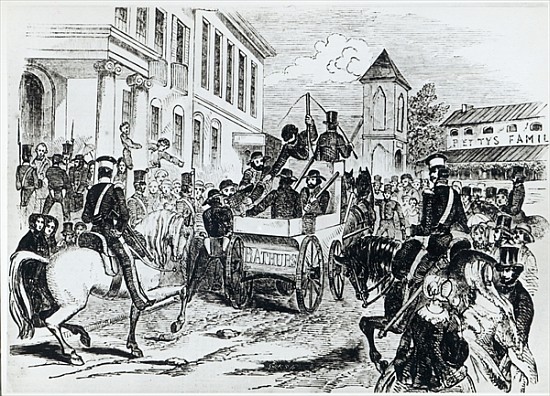 Arrival of the Government Conveyance at the Colonial Treasury, Sydney, on 21st August 1851, from ''T a (after) Marshall Claxton