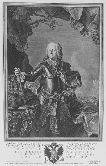Francis I, Holy Roman Emperor; engraved by Philipp Andreas Kilian a (after) Martin II Mytens or Meytens