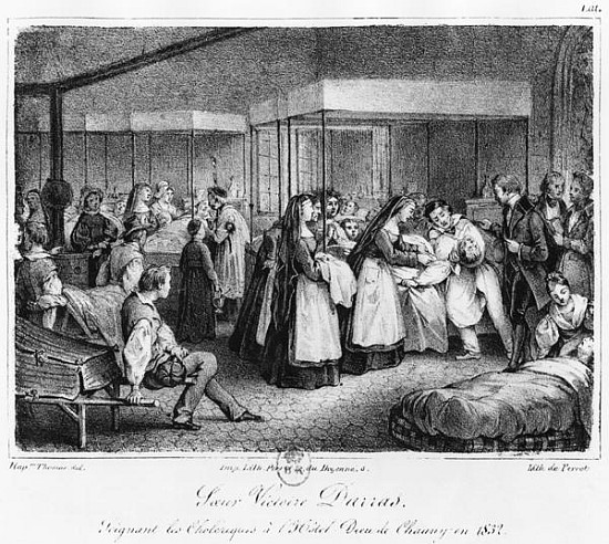 Sister Victoire Darras tending the cholera victims at the Hotel-Dieu of Chauny a (after) Napoleon Thomas