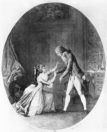 Valmont seducing Madame de Tourvel, illustration from ''Les Liaisons Dangereuses'' Pierre Choderlos  a (after) Niclas II Lafrensen