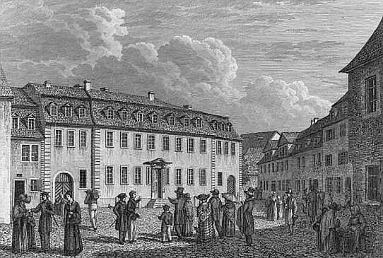 The house of Johan Wolfgang von Goethe (1749-1832) in Weimar; engraved by Ludwig Schutze (1807-72) 1 a (after) Otto Wagner