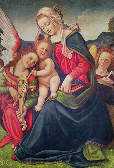 Virgin and Child and angel musicians a (after) Piero di Cosimo