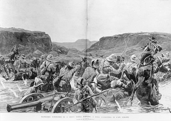 Yeomanry surprised in a drift while pursuing a Boer Commando in Cape Colony a (after) Richard Caton II Woodville