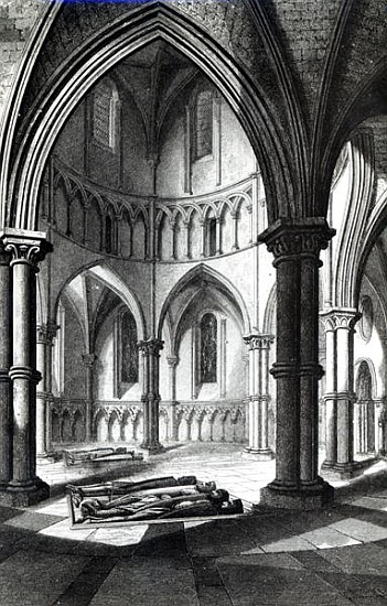 Interior of the Temple Church showing the effigies of the Knights9b/w photo) a (after) R.W. Billings