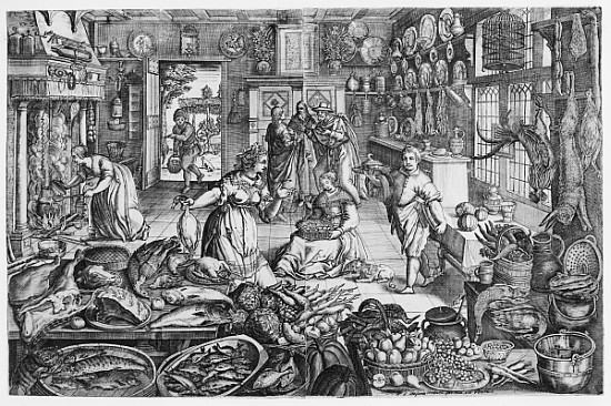Kitchen scene in the early seventeenth century a (after) Schelte Adams Bolswert