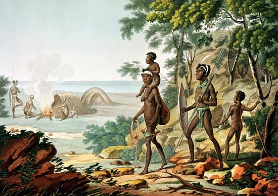 Port Jackson, New Holland: Aboriginal Family, from ''Voyage Autour du Monde sur les Corvettes de L'' a (after) Sebastien (Denis Sebastien) Leroy
