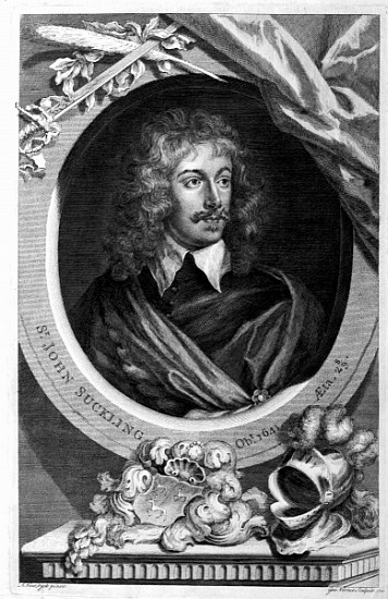 Sir John Suckling; engraved by George Vertue a (after) Sir Anthony van Dyck
