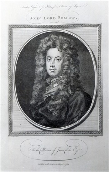 John, Lord Somers; engraved by John Golder a (after) Sir Godfrey Kneller