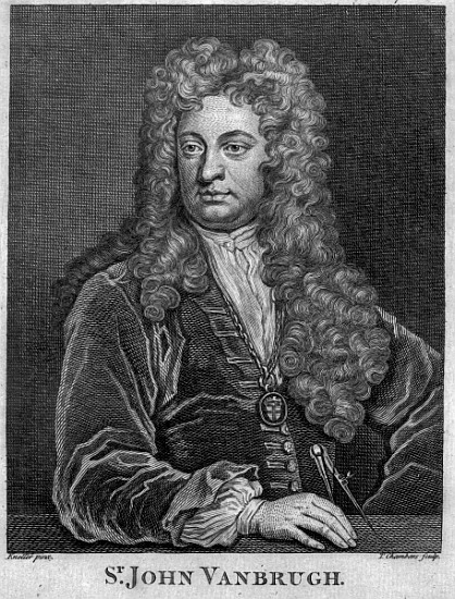 Sir John Vanbrugh; engraved by Thomas Chambars a (after) Sir Godfrey Kneller