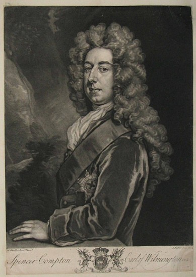 Spencer Compton, Earl of Wilmington, print John Faber a (after) Sir Godfrey Kneller