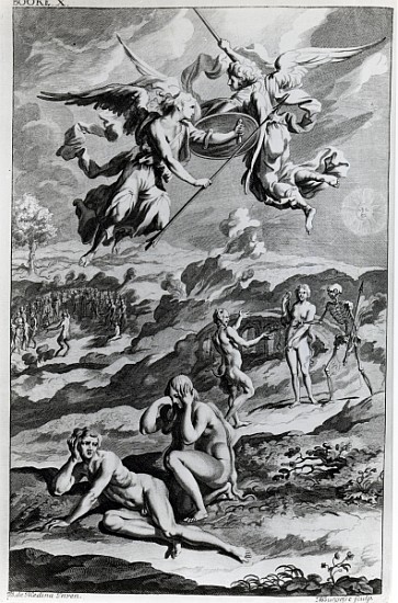 Adam and Eve after the Fall, illustration from John Milton''s ''Paradise Lost''; engraved by Michael a (after) Sir John Baptist de Medina