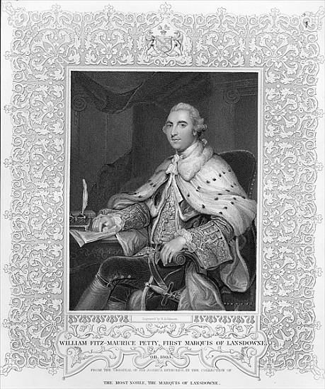 William Fitz-Maurice Petty, First Marquis of Lansdowne; engraved by H. Robinson a (after) Sir Joshua Reynolds