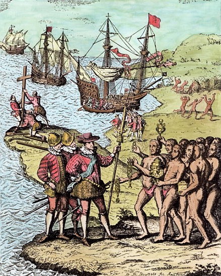 Columbus at Hispaniola, from ''The Narrative and Critical History of America'', edited Justin Winsor a (after) Theodore de Bry