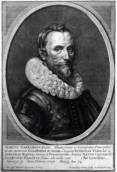 Self Portrait; engraved by Wenceslaus Hollar a (after) the Younger Gheeraerts Marcus