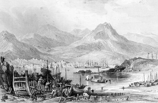 Hong-Kong from Kow-loon; engraved by Samuel Fisher a (after) Thomas Allom
