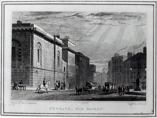 Newgate prison and the Old Bailey; engraved by Robert Acon a (after) Thomas Hosmer Shepherd