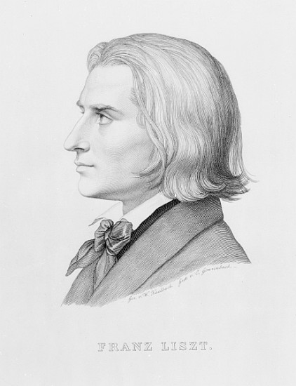 Franz Liszt; engraved by Gonzenbach a (after) Wilhelm von Kaulbach