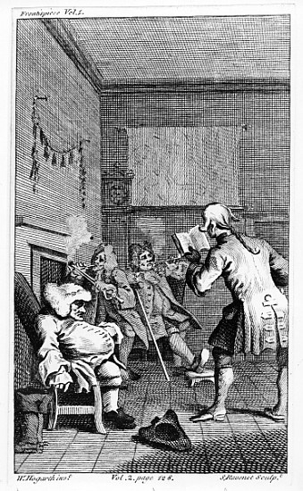 Corporal Trim reading a sermon, frontispiece to ''The Life and Opinions of Tristram Shandy, Gentlema a (after) William Hogarth