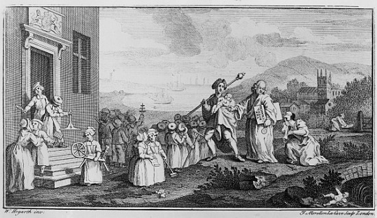 The Foundlings; engraved by Francois Morellon La Cave a (after) William Hogarth