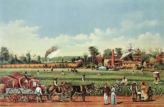 A Cotton Plantation on the Mississippi - the Harvest; engraved by Currier and Ives a (after) William Aiken Walker