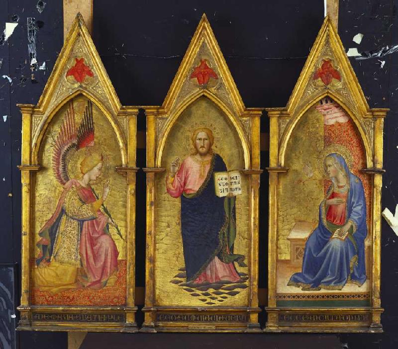 Christus, der Erlöser, der Erzengel Gabriel and die Jungfrau Maria. a Agnolo/Angelo di Gaddi