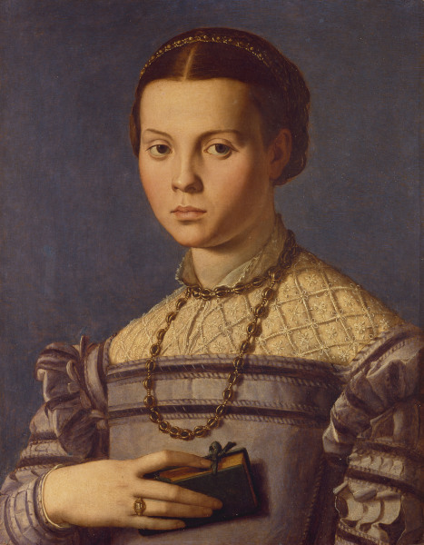 A.Bronzino / Young Girl w.Book / 1545 a Agnolo Bronzino