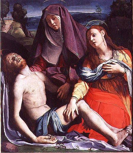 The Dead Christ with the Virgin and St. Mary Magdalene a Agnolo Bronzino