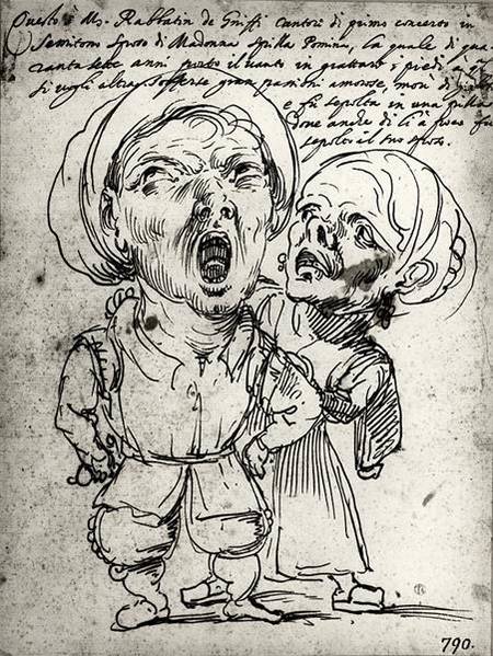 Caricature of Rabbatin de Griffi and his wife Spilla Pomina  (photo) a Agostino Carracci