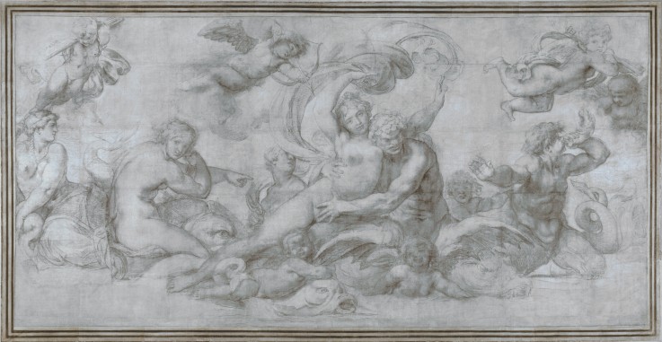 A Woman borne off by a Sea God (Cartoon for a fresco in the Gallery of the Palazzo Farnese, Rome) a Agostino Carracci