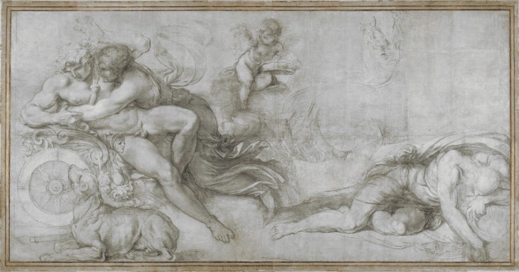 Cephalus carried off by Aurora in her Chariot (Cartoon for a fresco in the Gallery of the Palazzo Fa a Agostino Carracci