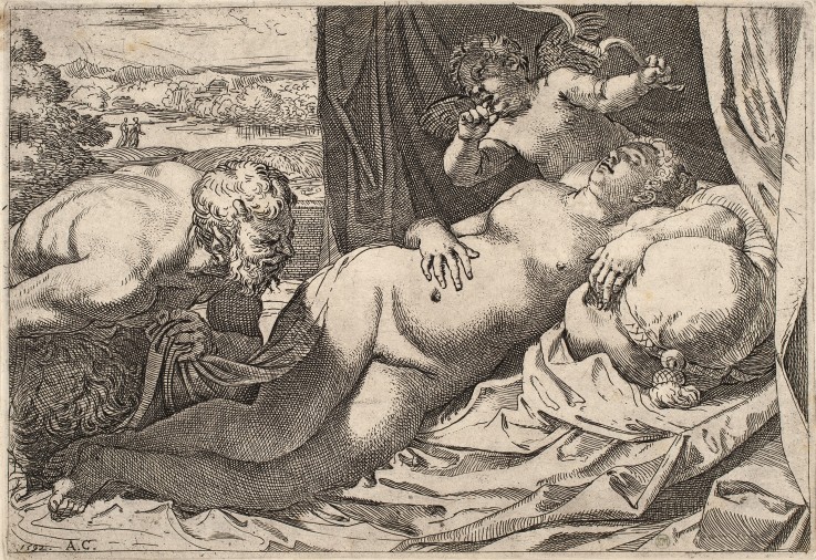Satyr and Nymph a Agostino Carracci