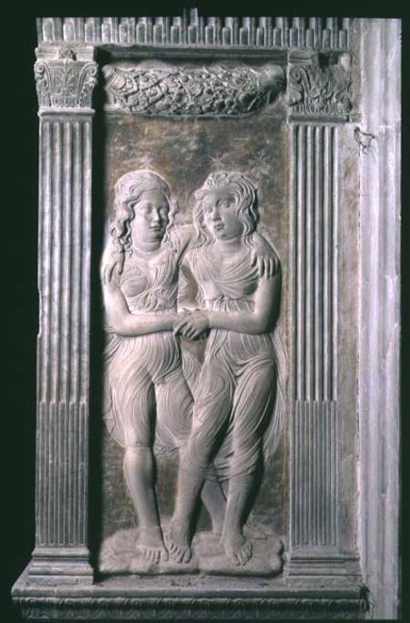 Gemini represented by the Twins from a series of reliefs depicting the planetary symbols and signs o a Agostino  di Duccio