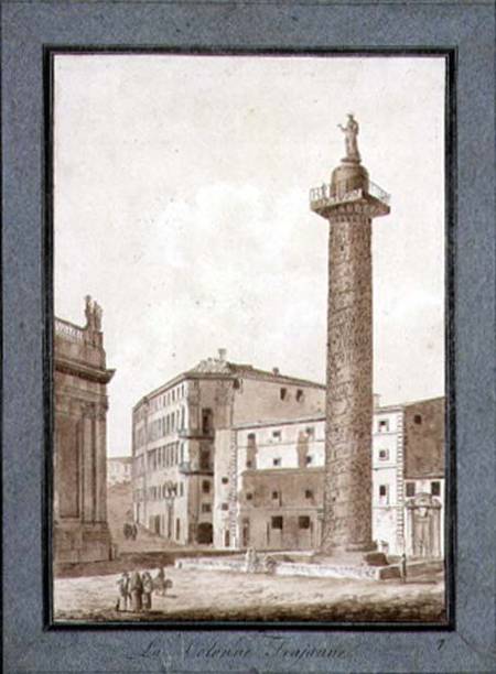 Trajan's Column, Rome  & ink and sepia wash on a Agostino Tofanelli