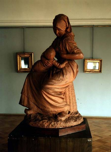 Peasant Woman with her Child, sculpture a Aime Jules Aime Jules Dalou