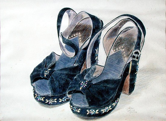 Black Suede Shoes with Beads a Alan  Byrne