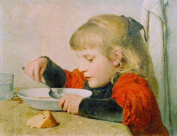 Girl eating soup a Albert Anker
