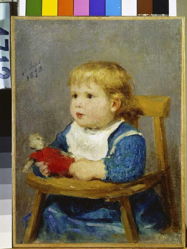 Girl in the child small chair a Albert Anker