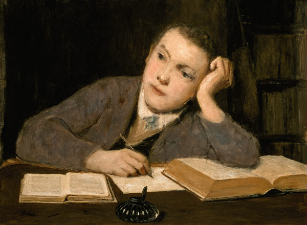 Boy musing a Albert Anker