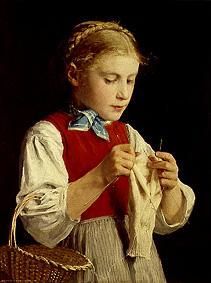 Knitting girl a Albert Anker