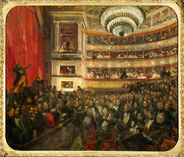 Performance of 'Hernani' by Victor Hugo (1802-85) in 1830 a Albert Besnard