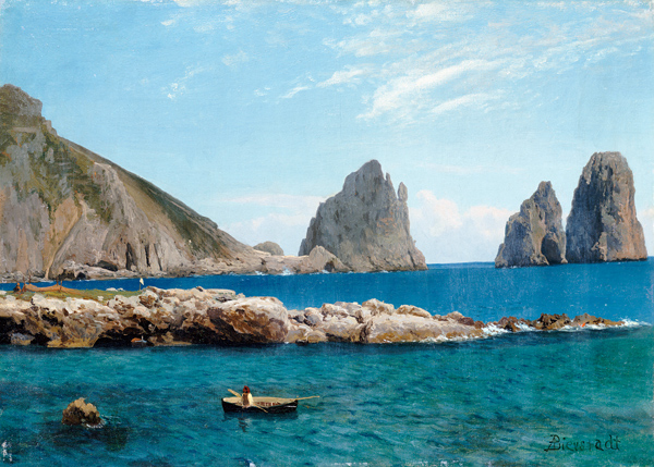 Rowing Off The Rocks. a Albert Bierstadt