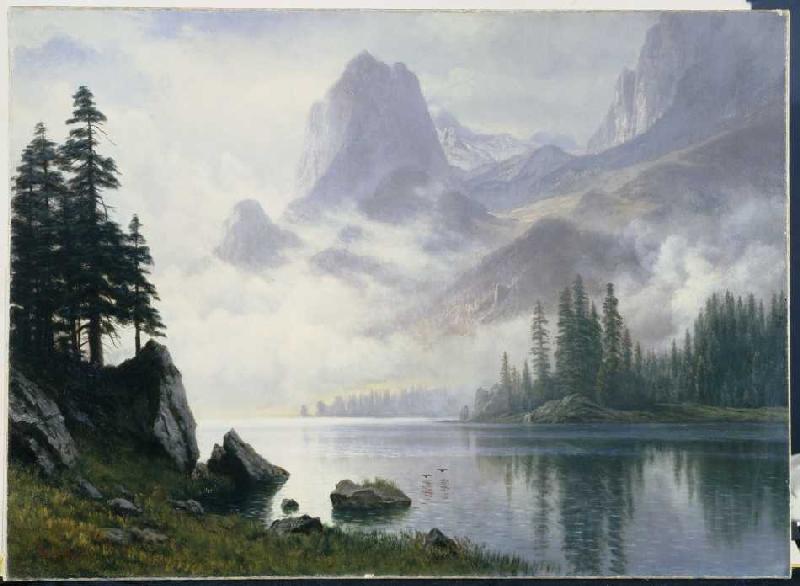 Berg im Nebel a Albert Bierstadt