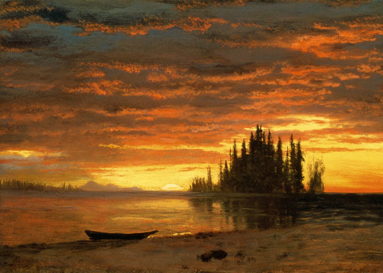 California Sunset (oil on paper) a Albert Bierstadt