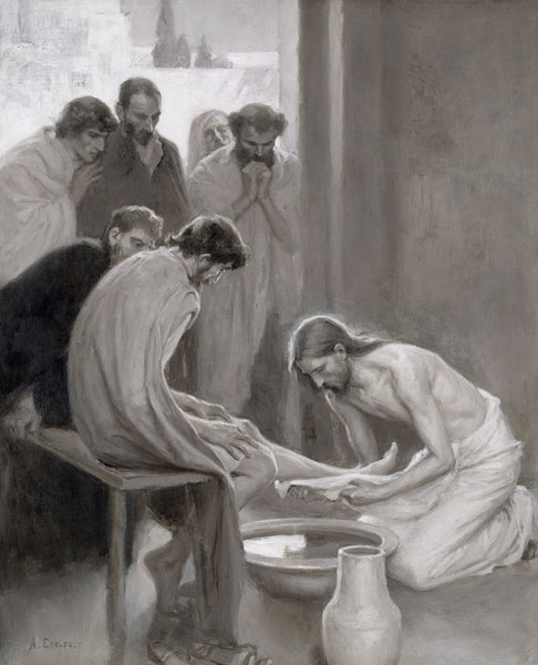Jesus Washing the Feet of his Disciples a Albert Edelfelt