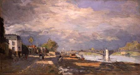 Walkers on the River Bank a Albert Lebourg