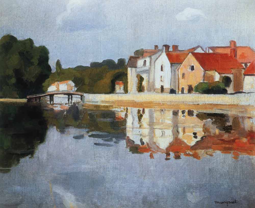 Houses are mirrored in the water (Samois) a Albert Marquet