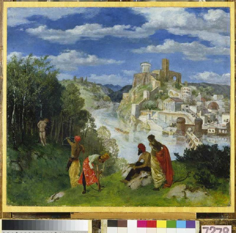 Landscape with martyrdom of the saint of Sebastian a Albert Welti
