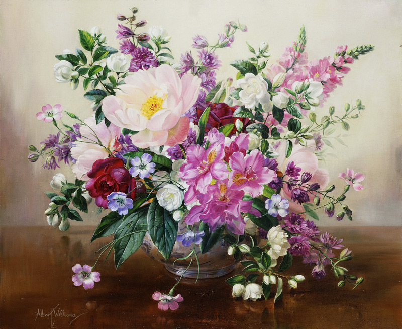 Flowers in a Glass Vase a Albert  Williams